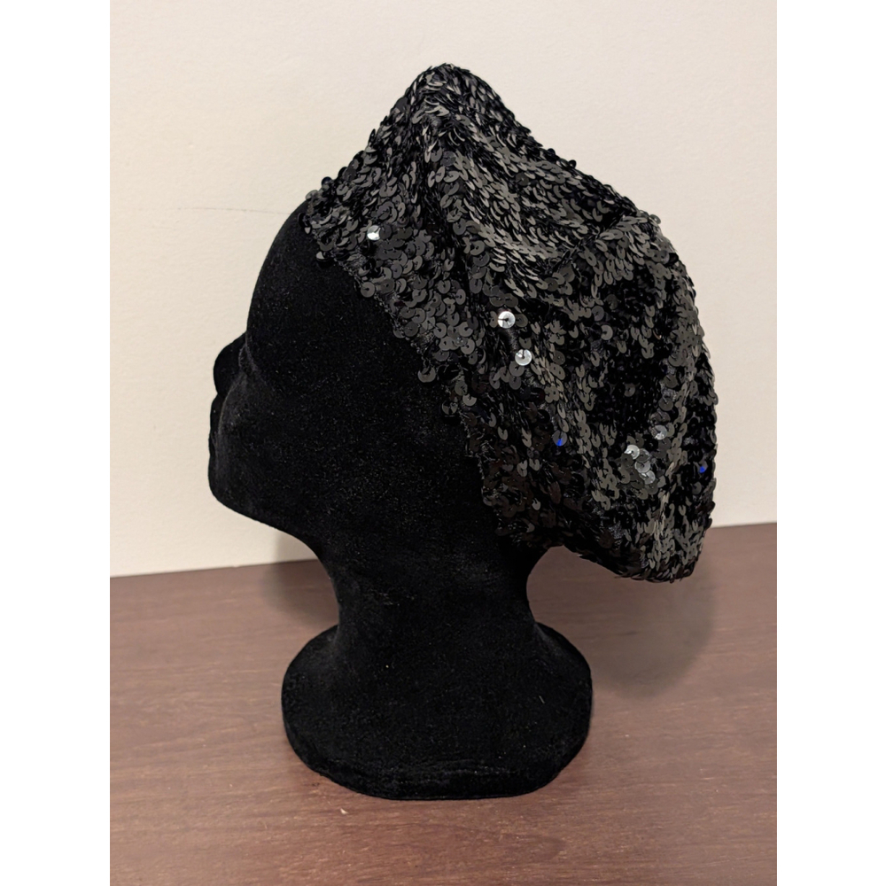Black Sequin French Beret Hat